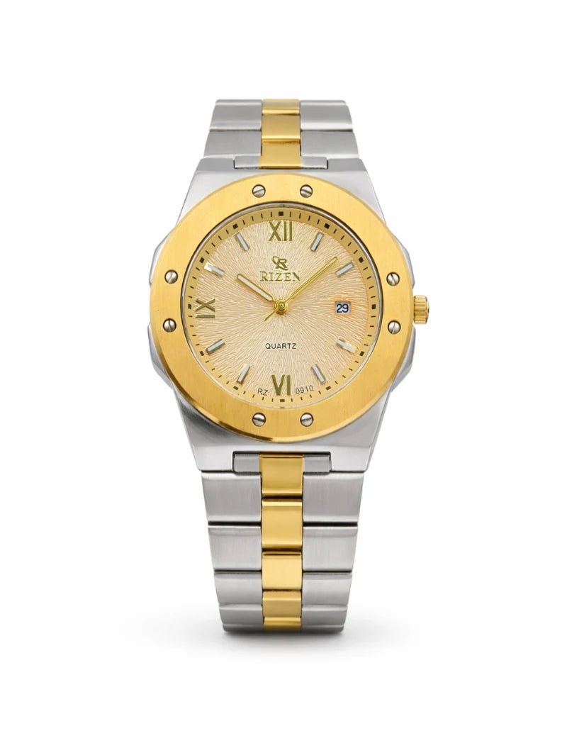Rizen Quill duo RZ-0910 Gold Two Tone Stainless Steel Quartz