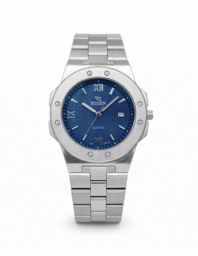 Rizen Quill Shine RZ-0910 Silver Stainless Steel Quartz
