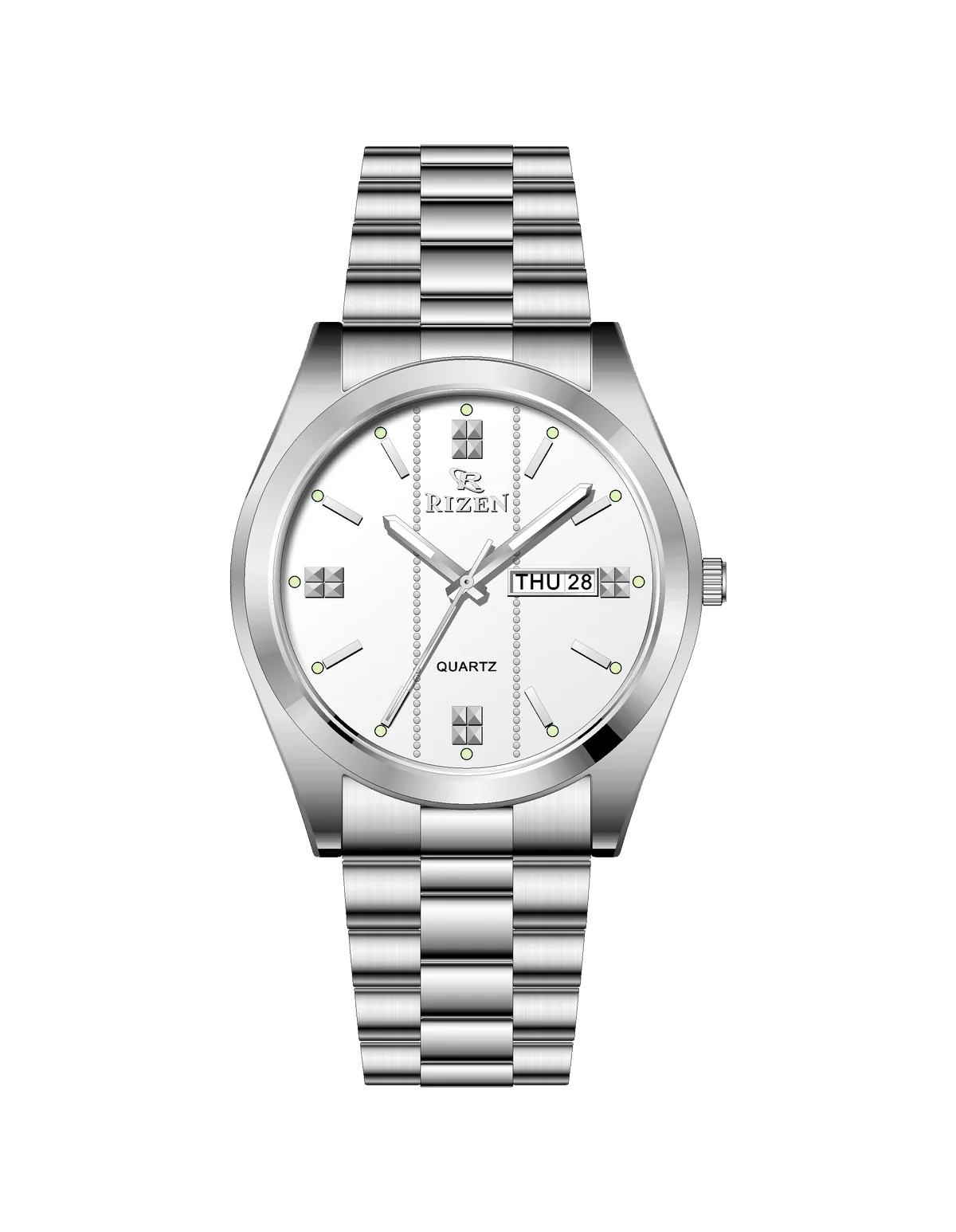 Rizen Zentro RZ-1275 Silver Stainless Steel Quartz