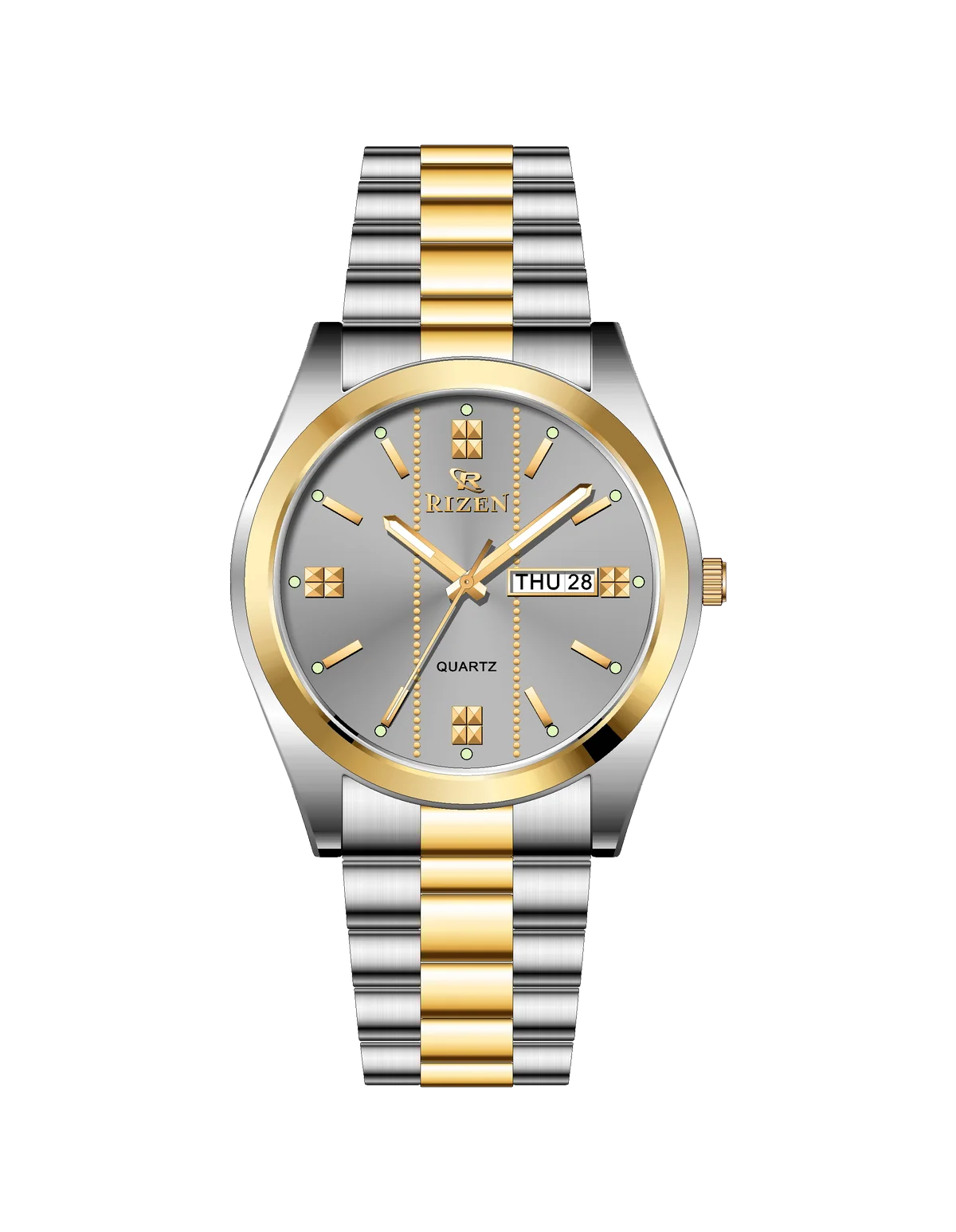 Rizen Zentro RZ-1275 Gold Two Tone Stainless Steel Quartz