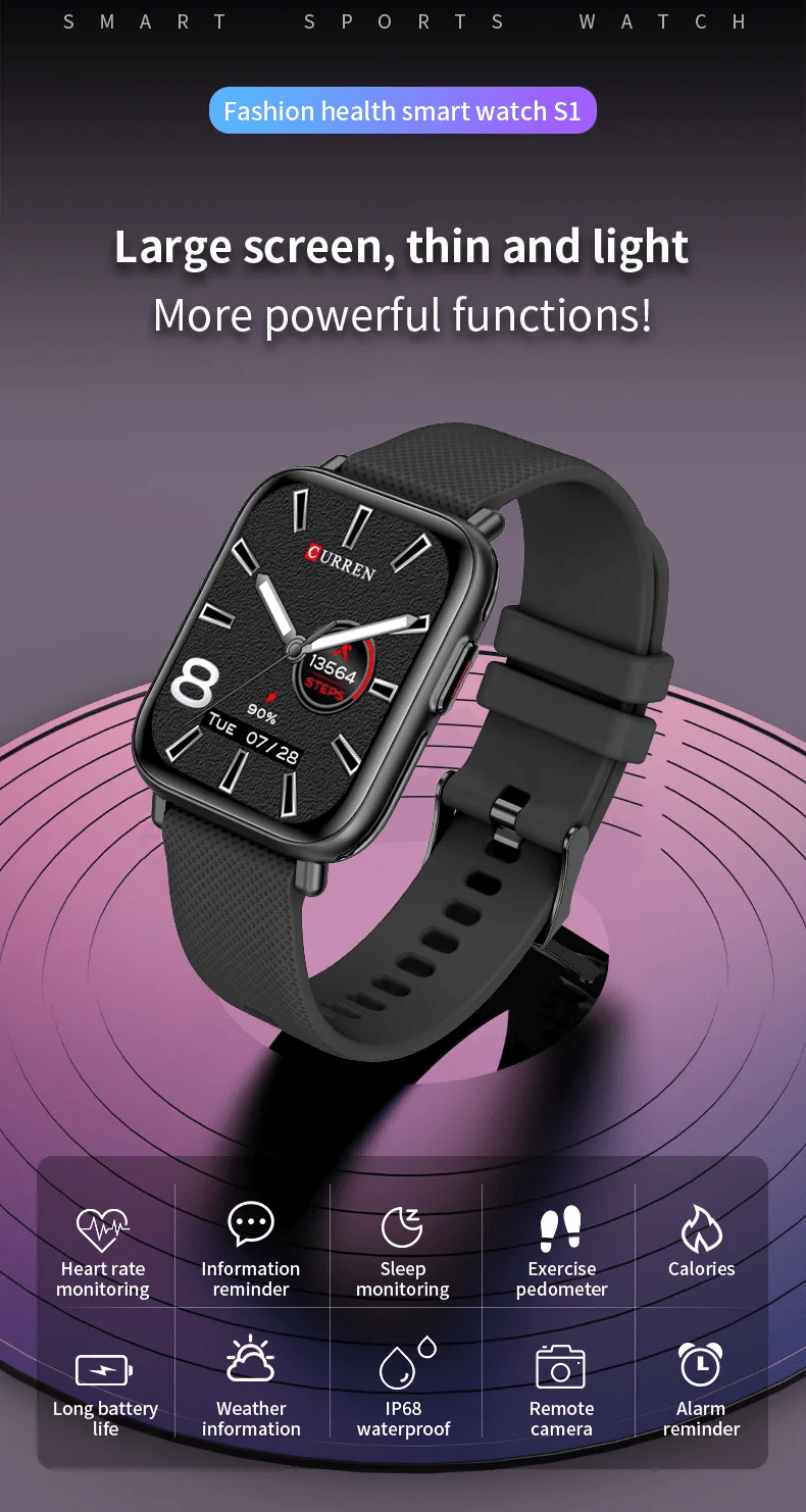 S1 CURREN Fashion Smartwatch Multi-Function Electronic Watch Men's Watch. - Timecheck