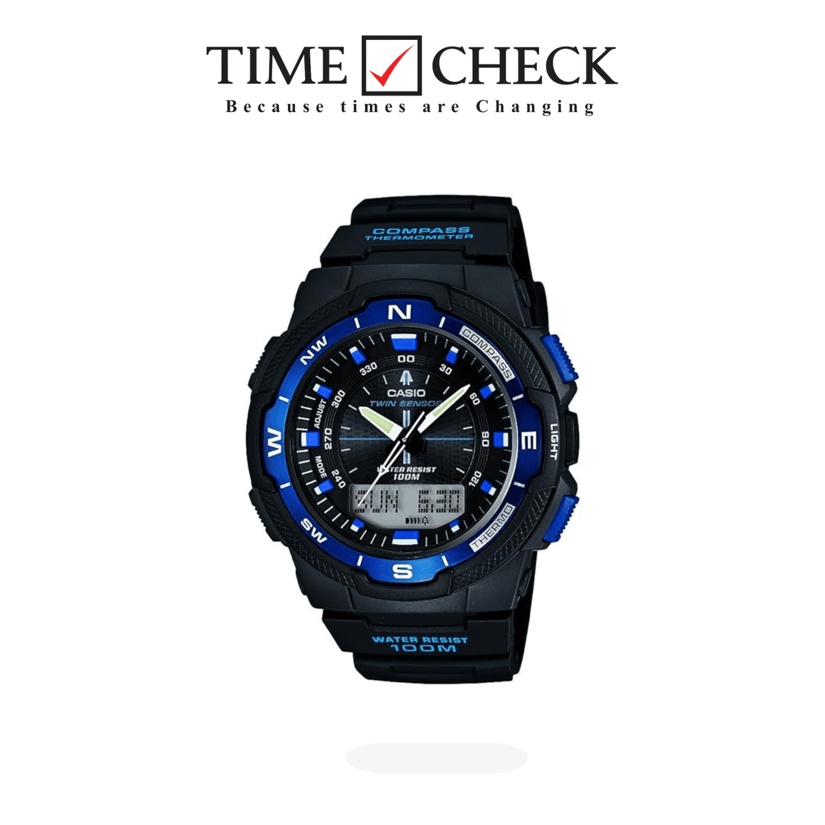 SGW-500H-2BVDR Casio Black Dial Resin Strap Analog Digital Quartz Men's Watch. - Timecheck