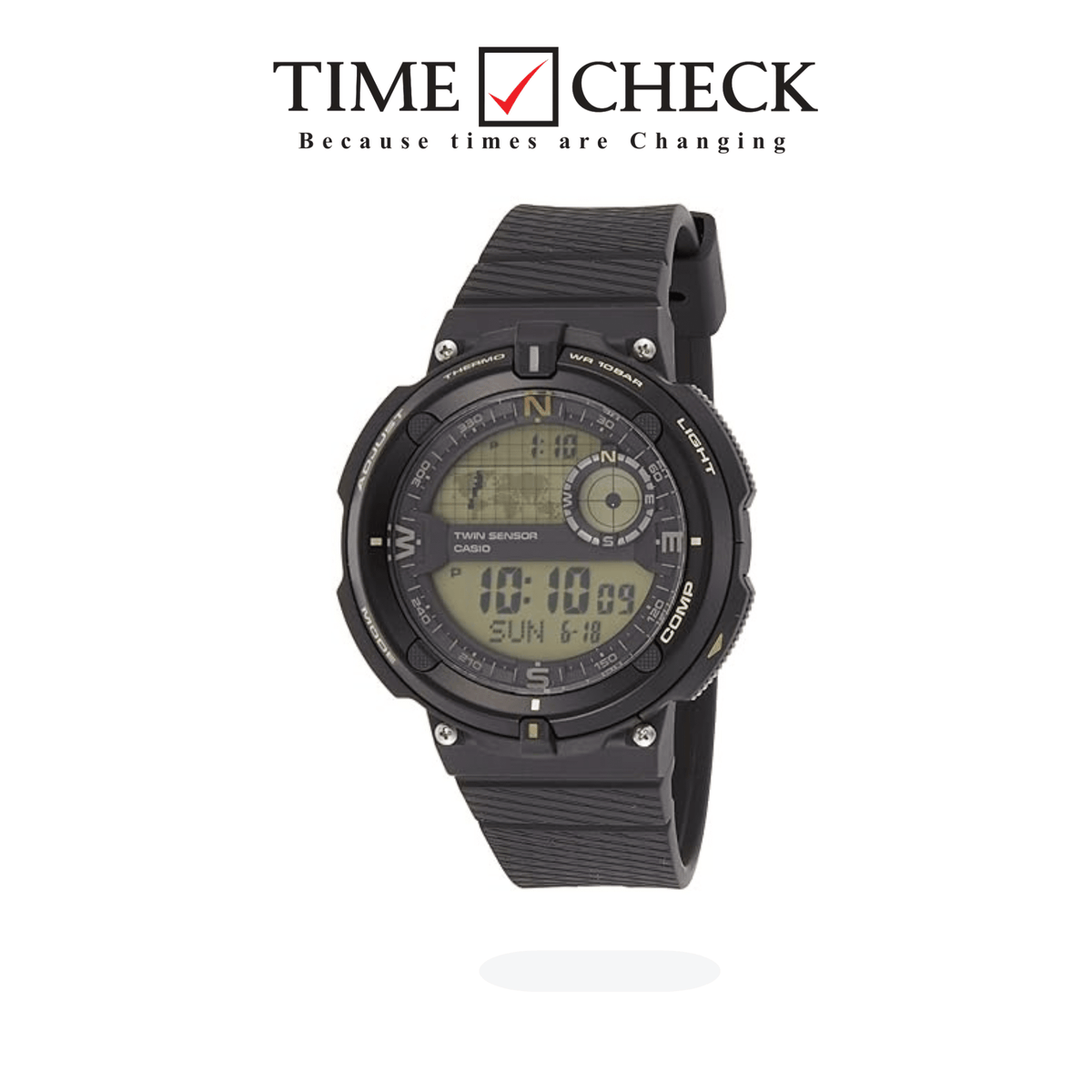 SGW-600H-9ADR Casio Outdoor Analog-Digital Black Dial Men's Watch. - Timecheck