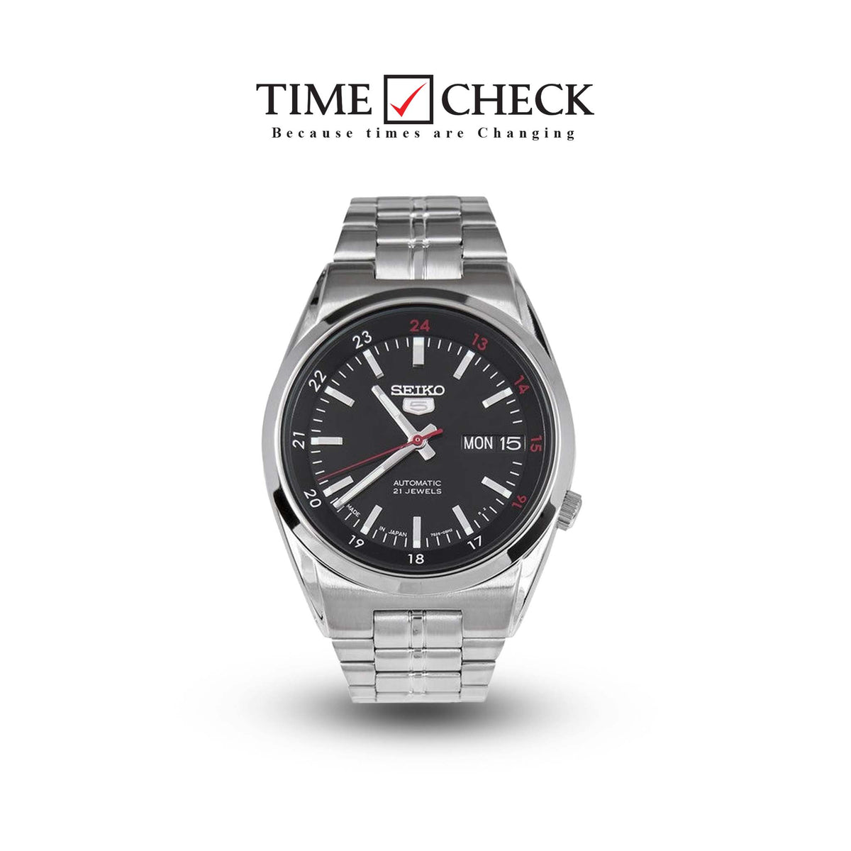 SNK571J1 Seiko 5 Automatic Date-Day Black Dial Men's Watch - Timecheck