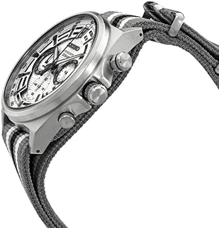 SSB401P1 Seiko White Dial Nylon Strap Steel Case Chronograph Men's Watch. - Timecheck