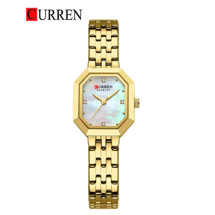 C-9108L Curren White Dial Golden Stainless Chain Steel Analog Quartz Women's Watch
