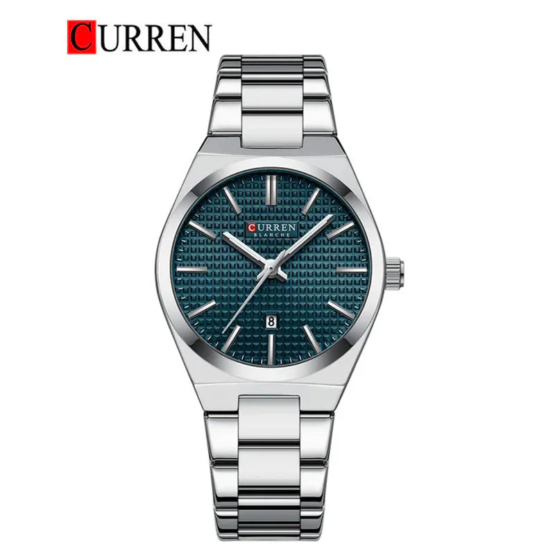 C-8439L Curren Blue Dial Silver Steel Chain Analog Quartz women Watch.
