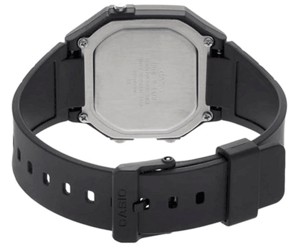 W-217H-1AVDF Casio Black Resin Case Black Resin Band Digital Quartz Men's Watch. - Timecheck