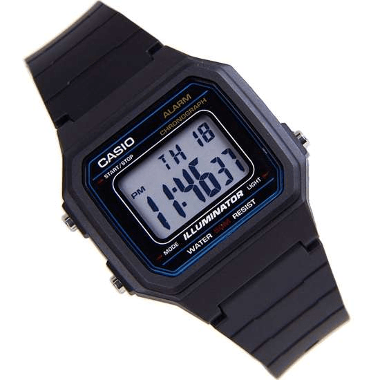 W-217H-1AVDF Casio Black Resin Case Black Resin Band Digital Quartz Men's Watch. - Timecheck
