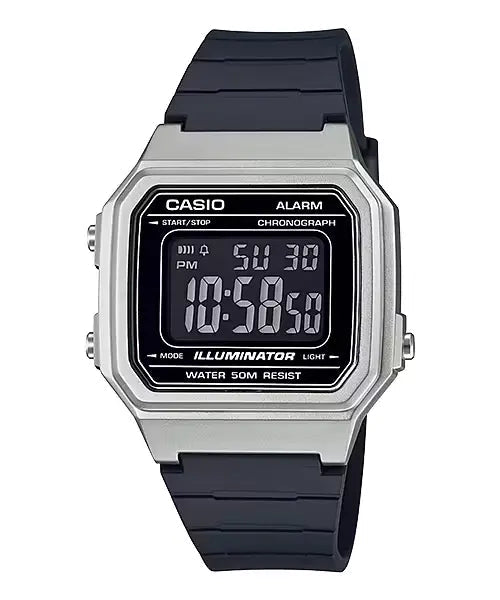 W-217HM-7BVDF Casio Silver Resin Case Black Resin Band Digital Quartz Men's Watch. - Timecheck