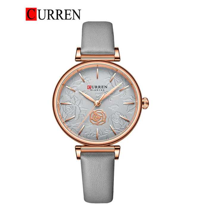 C9078L Curren Grey Dial grey  Leather Strap Analog Quartz Women's Watch.