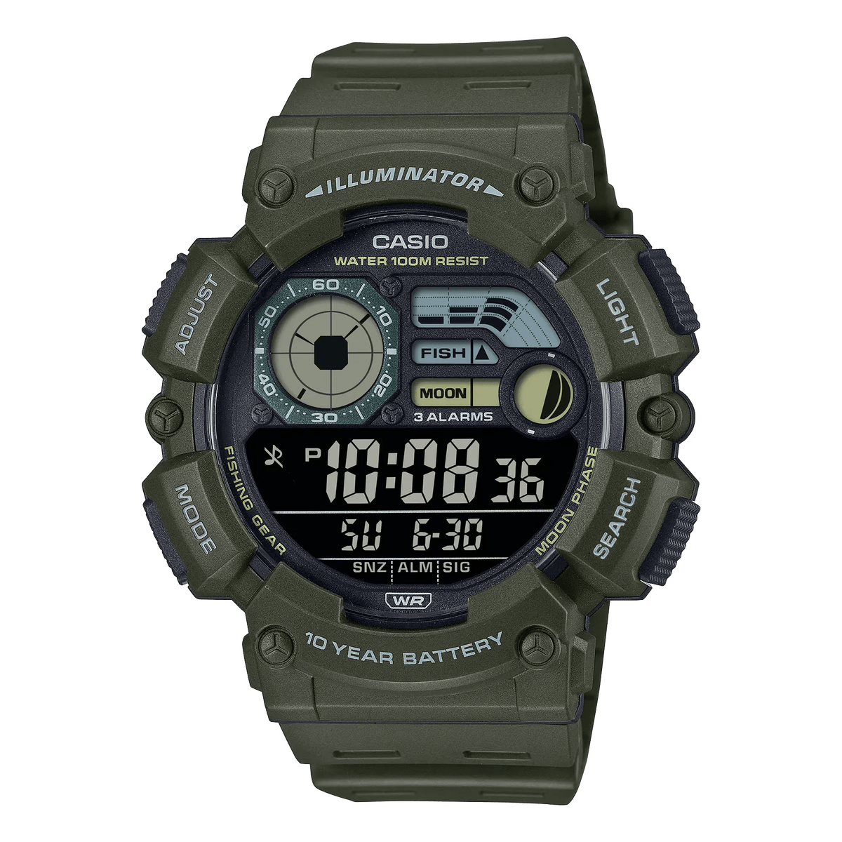 WS-1500H-3BVDF Casio Quartz Digital Green Resin Men's Watch. - Timecheck