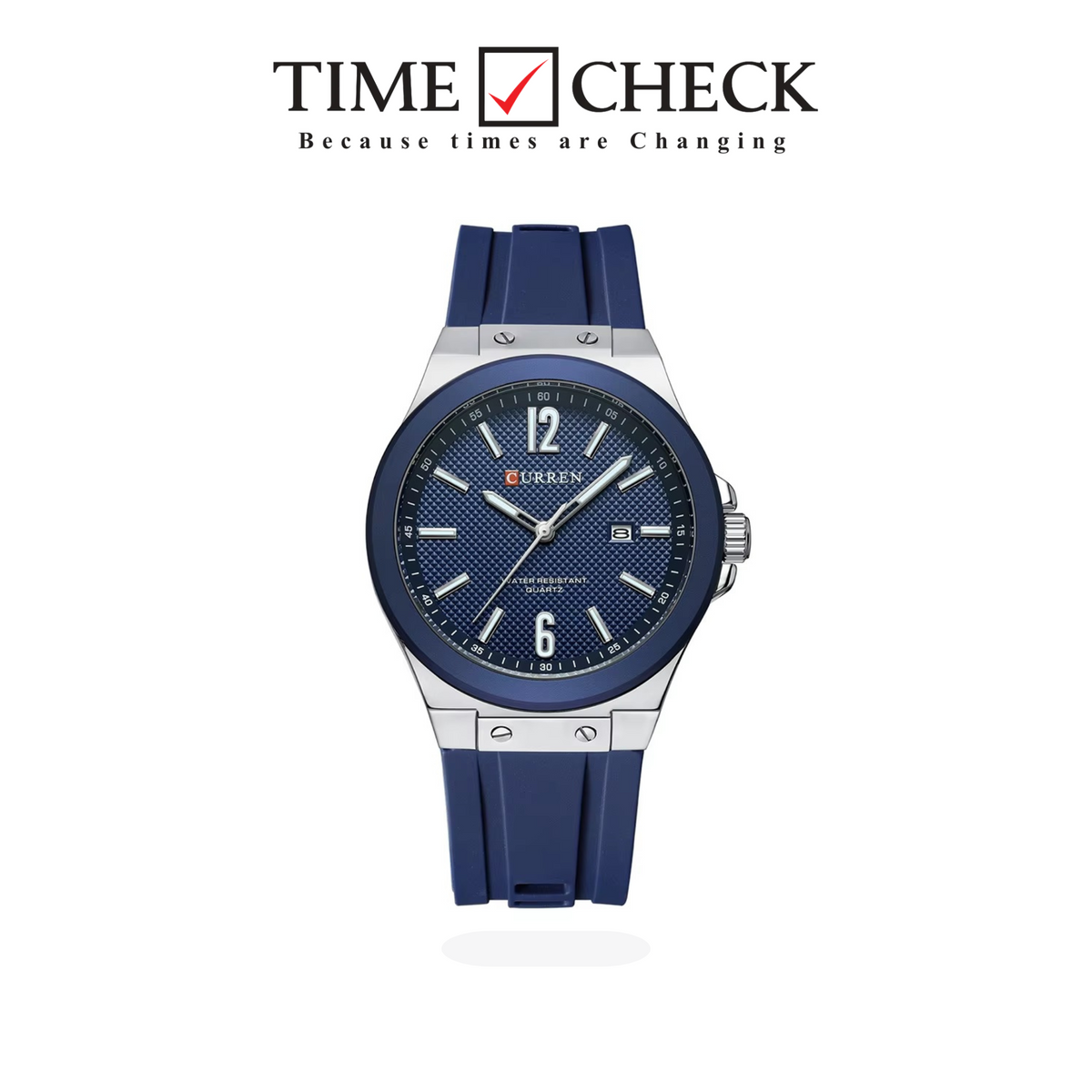 M:8467 Curren Blue Dial blue Silicone Strap Analog Quartz Men's Watch.