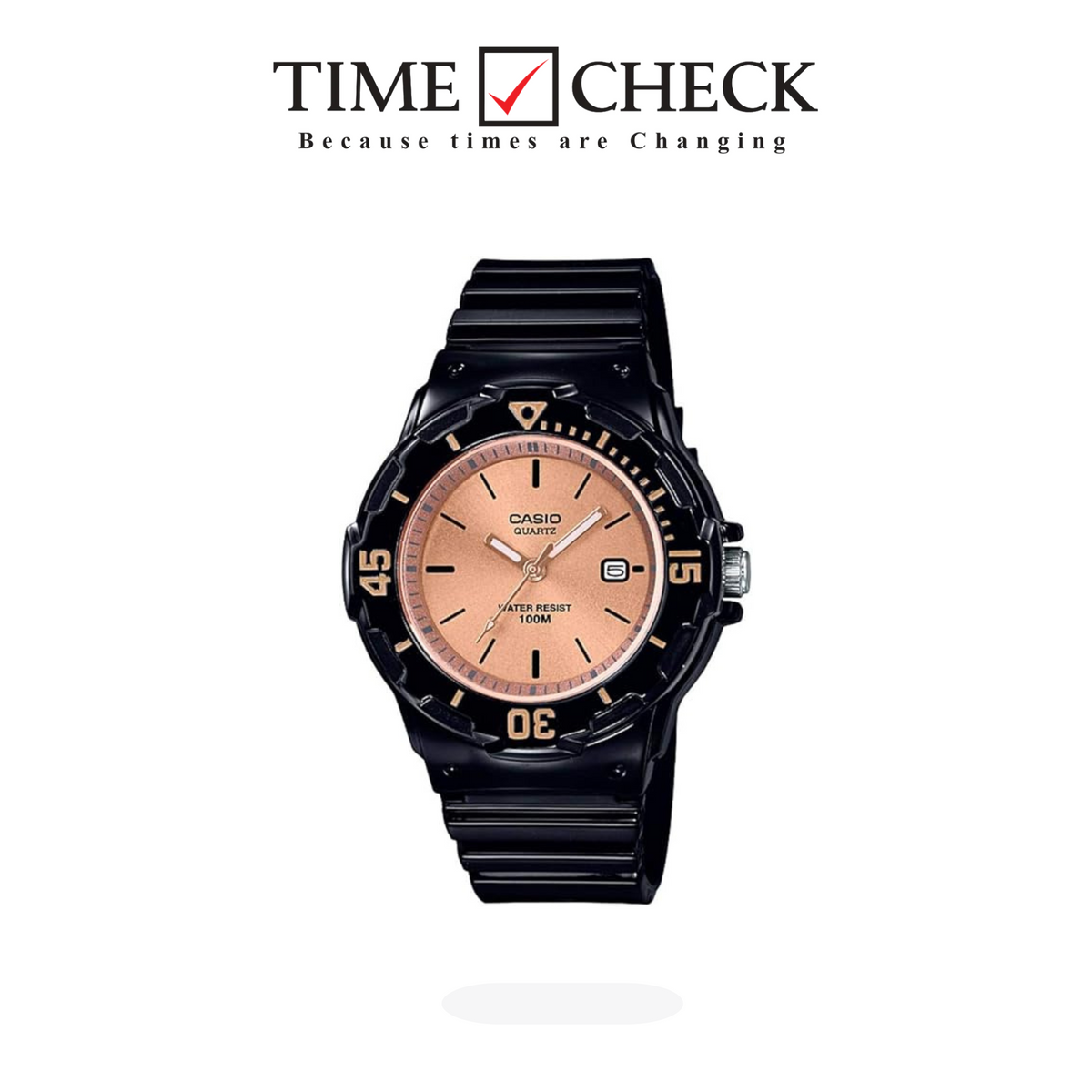 LRW-200H-9E2VDF Casio Pink Gold Dial Resin Strap Analog Quartz Women's Watch.