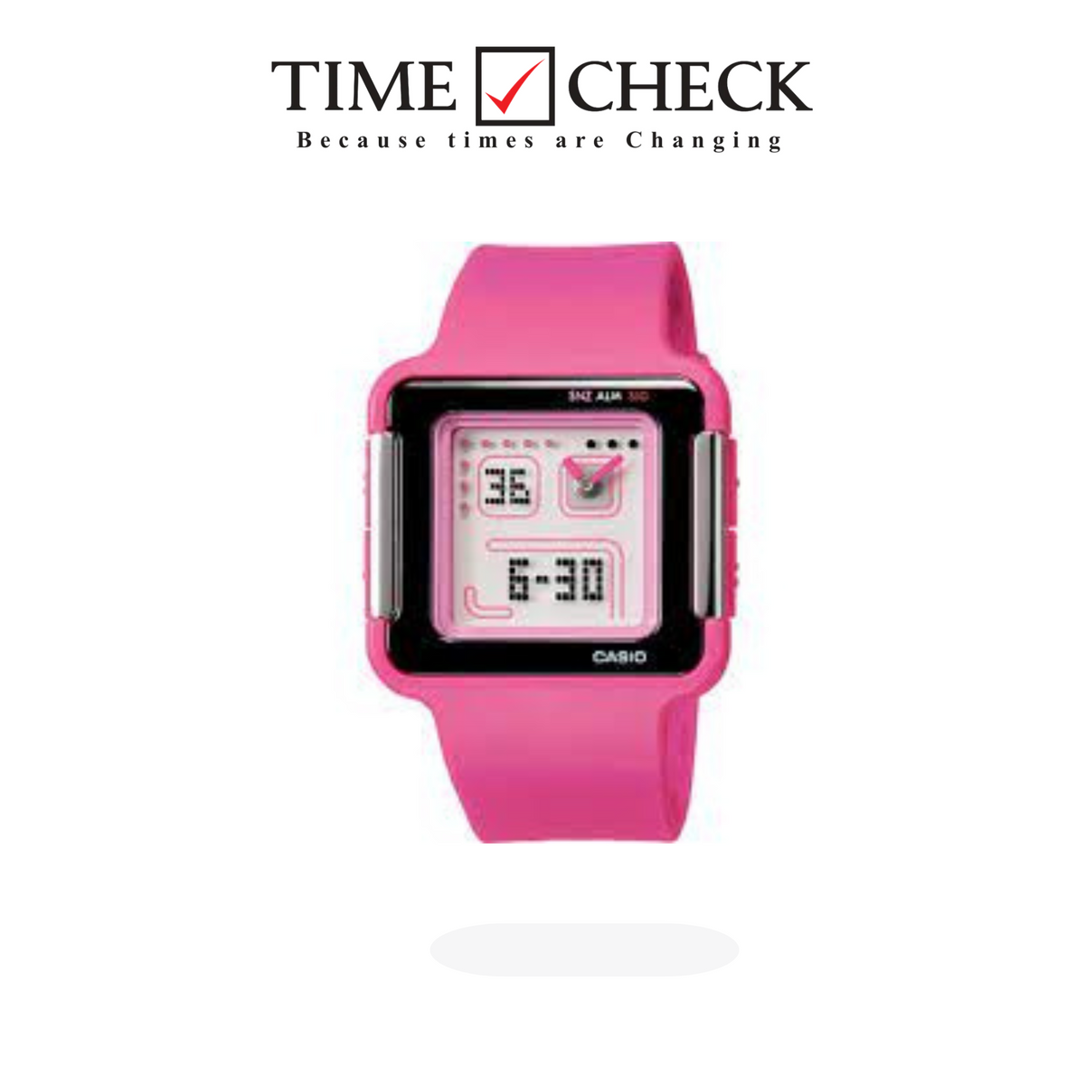 LCF-20-4DR Casio Analog Digital Pink POP TONE Resin Sports LED Women's Watch.