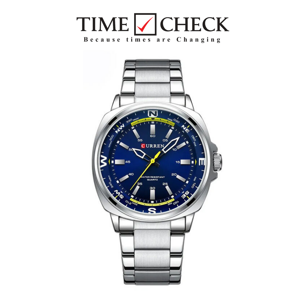 M8455 CURREN Blue Dial Silver Stainless Steel Original Wrist Watch For Men With Box&Bag