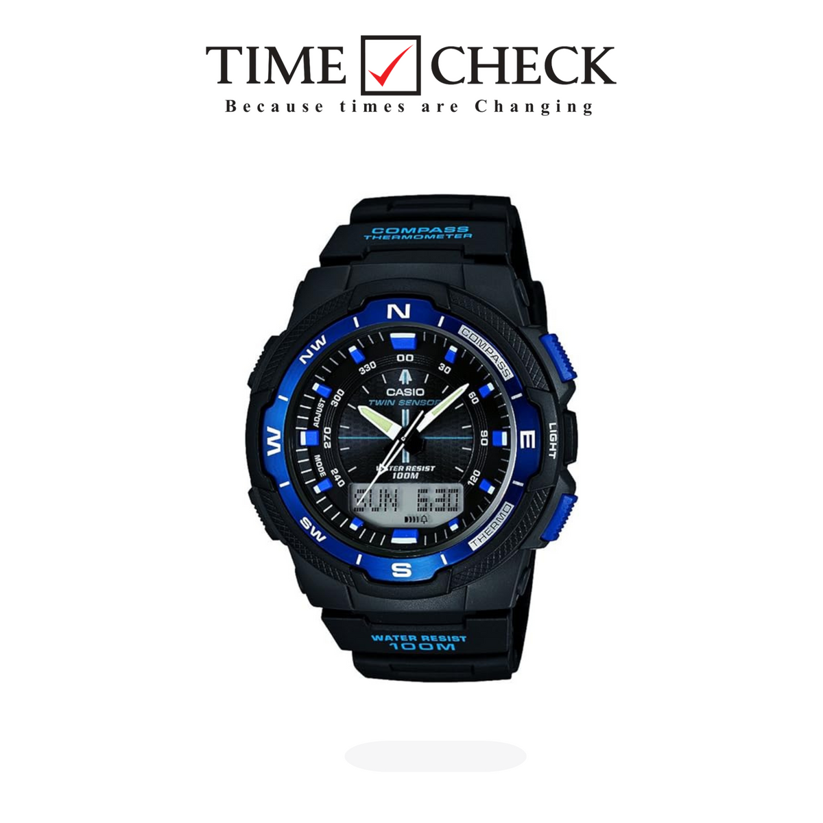 SGW-500H-2BVDR Casio Black Dial Resin Strap Analog Digital Quartz Men's Watch.